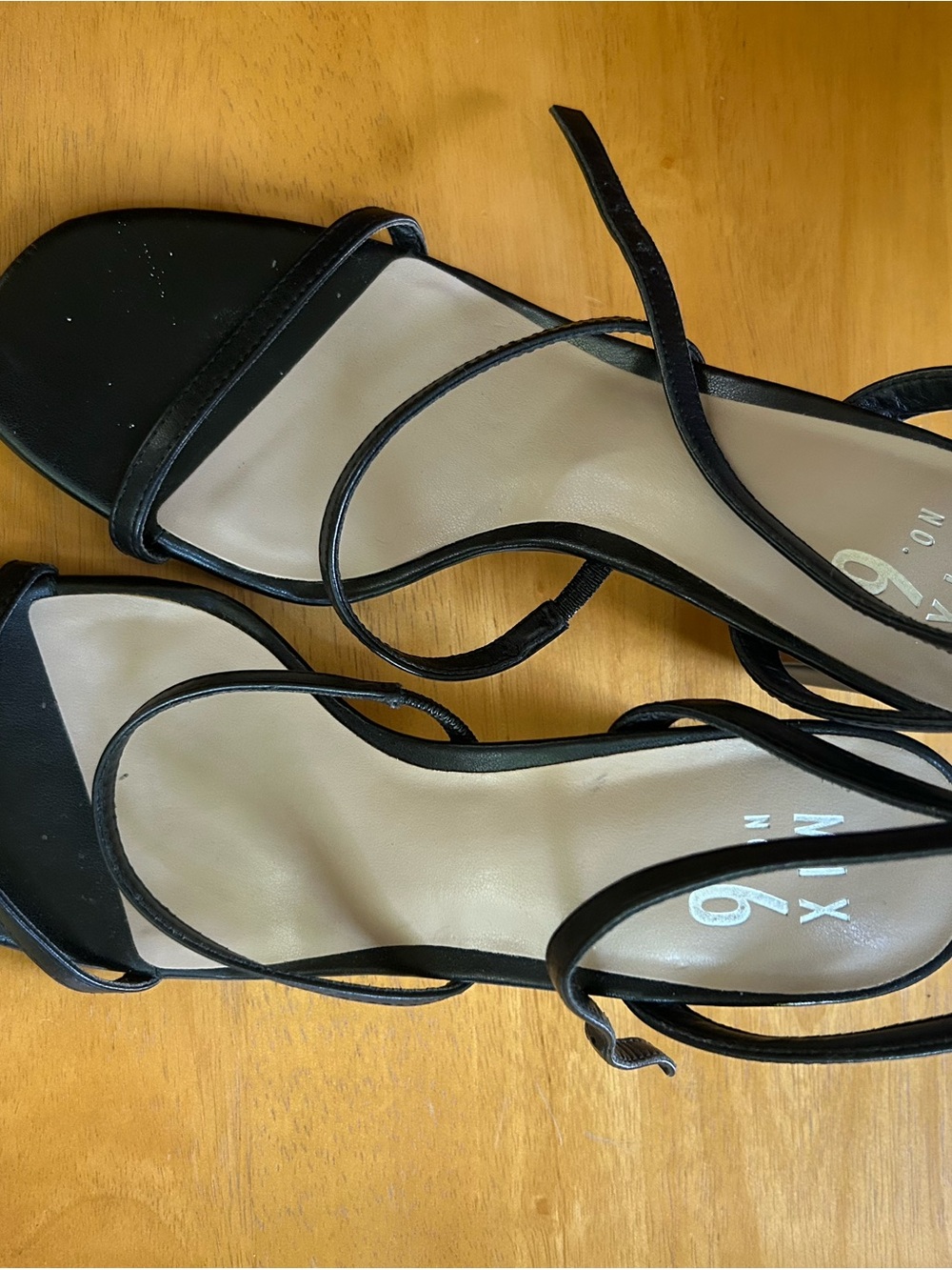 Mix No. 6 Black Strappy Square-Toe Heels
